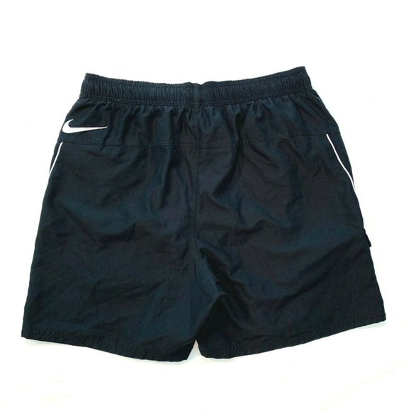 Vintage Nike Swoosh Swim Trunks Board Shorts Mesh Brief‎ Lined XL Black EUC - Picture 1 of 12